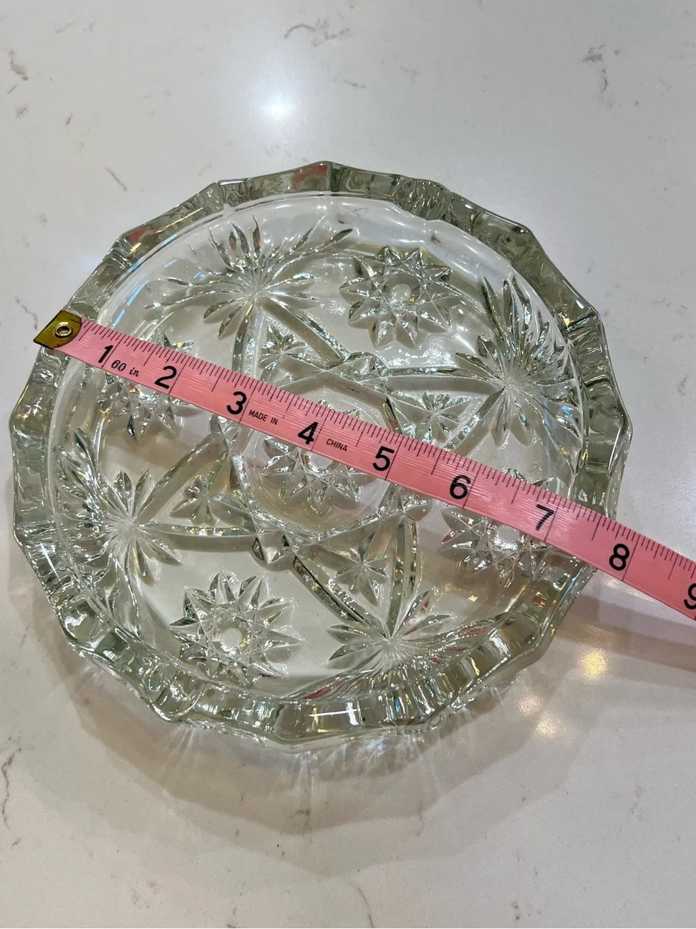 Vintage Anchor Hocking Star of David Clear Glass Ashtray Trinket Dish